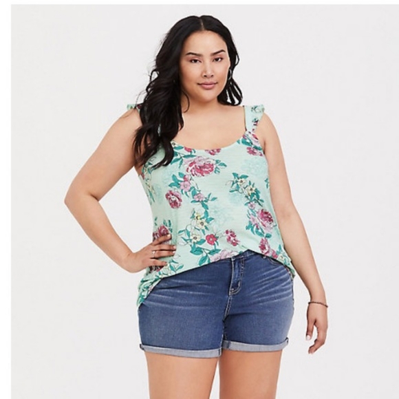 torrid Tops - Torrid's Teal Floral Tank Top Sz 3X